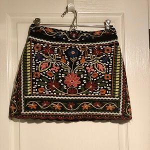 Multi colored embroidered skirt